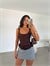 Korse Dantel Crop Top - Kahve