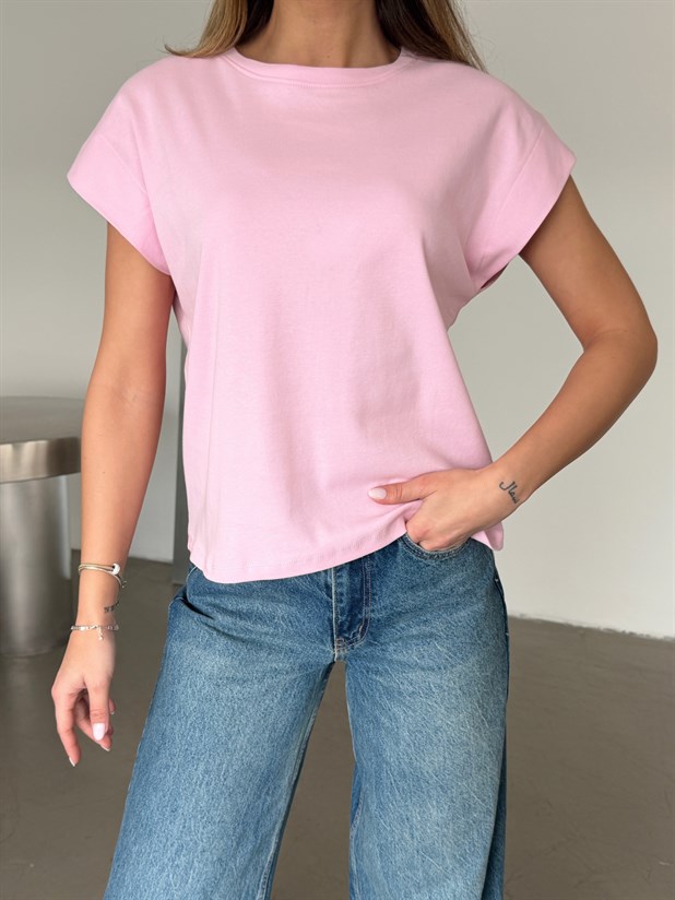Düz Kolsuz Basic - Pembe