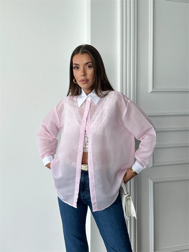 Transparan Gömlek - Pembe