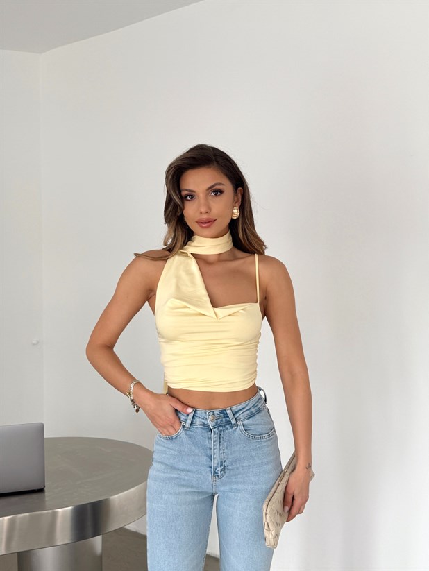 Fularlı Sandy Bluz - Sarı