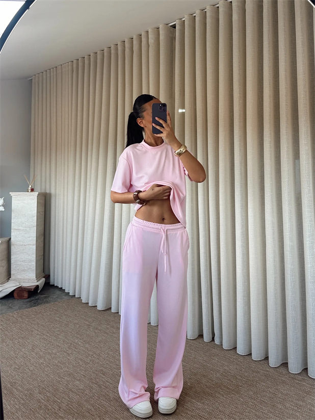 Modal Pantolon T-shirt Takım - Pembe