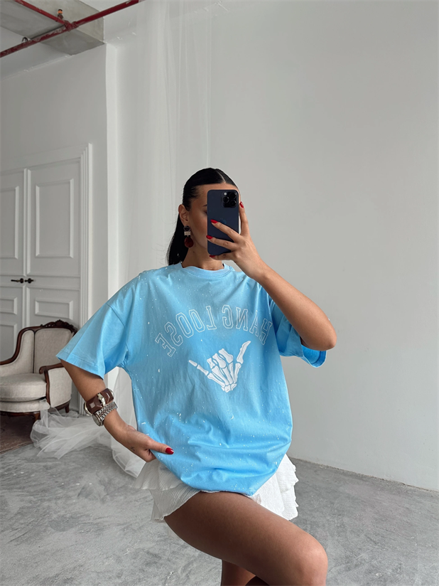 Hang Loose Baskılı Tshirt Bebe Mavi - Mavi