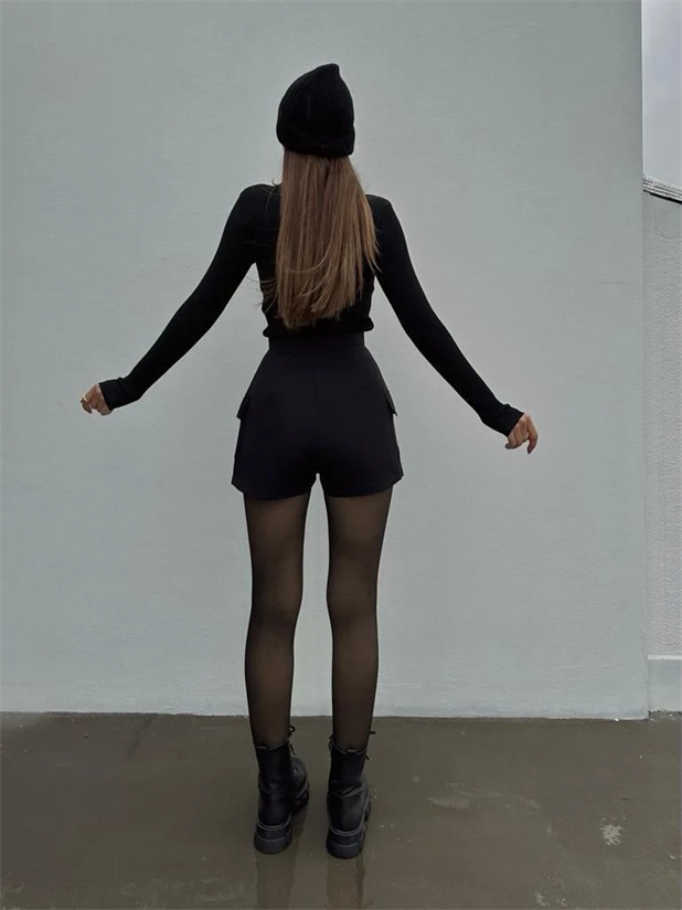 İçi Peluş Lora Termal Çorap Siyah - Siyah