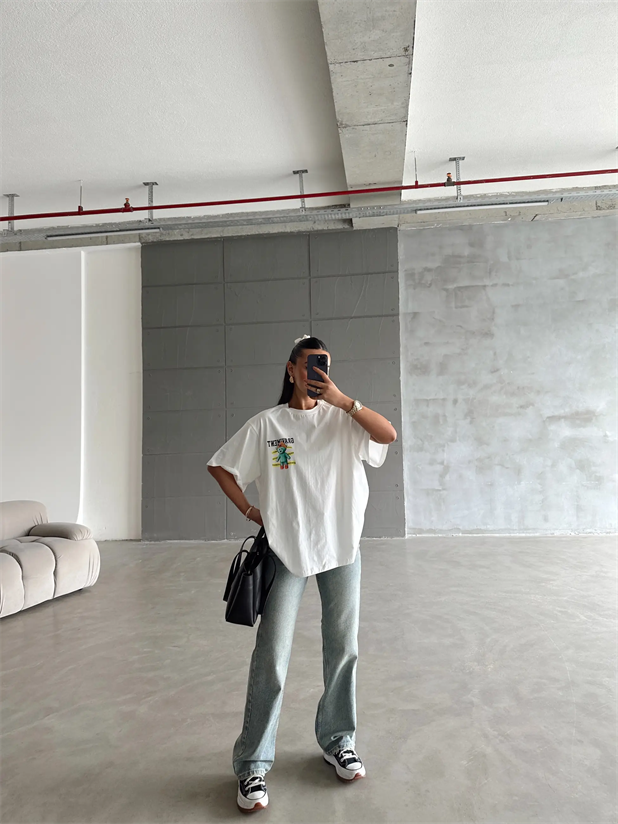 Graviment Baskılı Basic - Beyaz