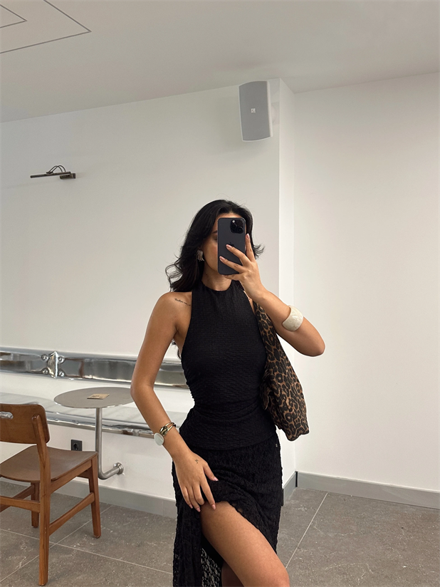 Sırt Ayarlanabilir Crop - Siyah