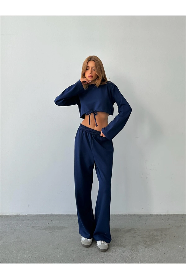 Bağcık Detay İkili Eşofman Takım Lacivert - Lacivert