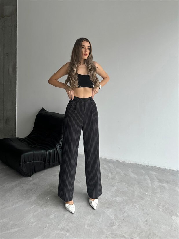 Elicia Line Pileli Palazzo Siyah - Siyah