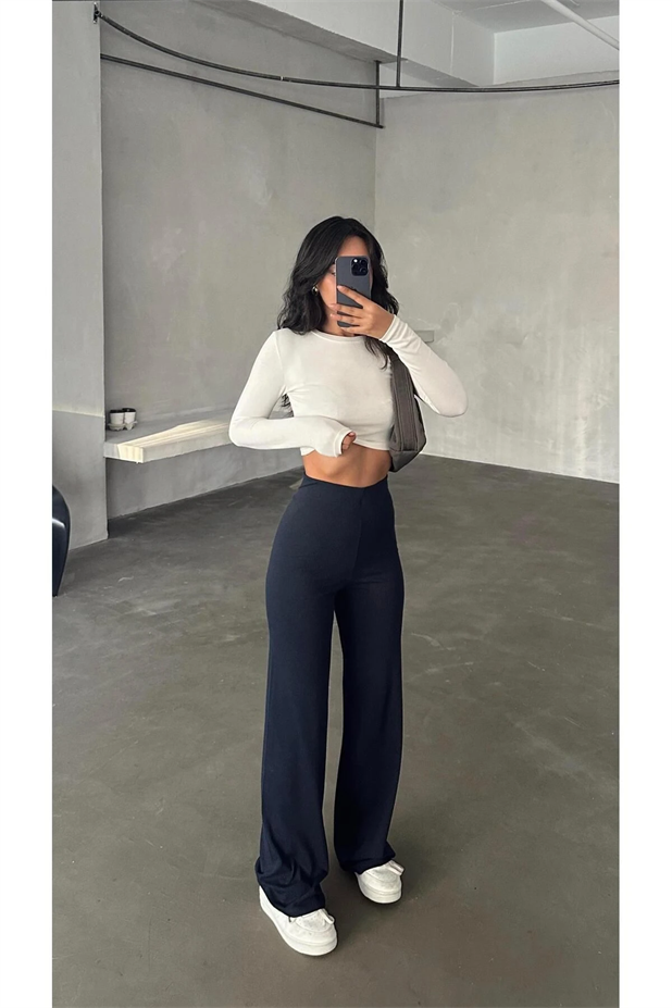 Kaşkorse Bel Detay Eşofman Lacivert - Lacivert