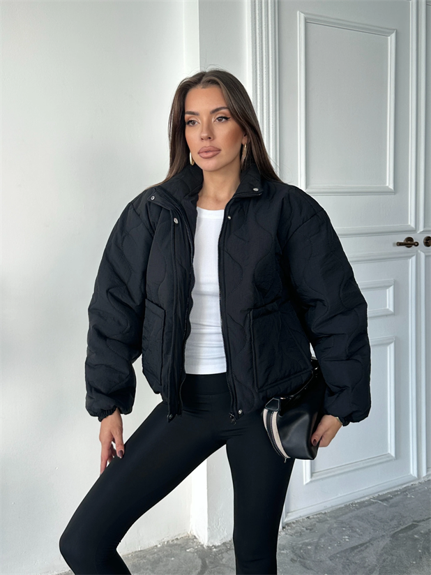 Cepli Kapitone Mont - Siyah