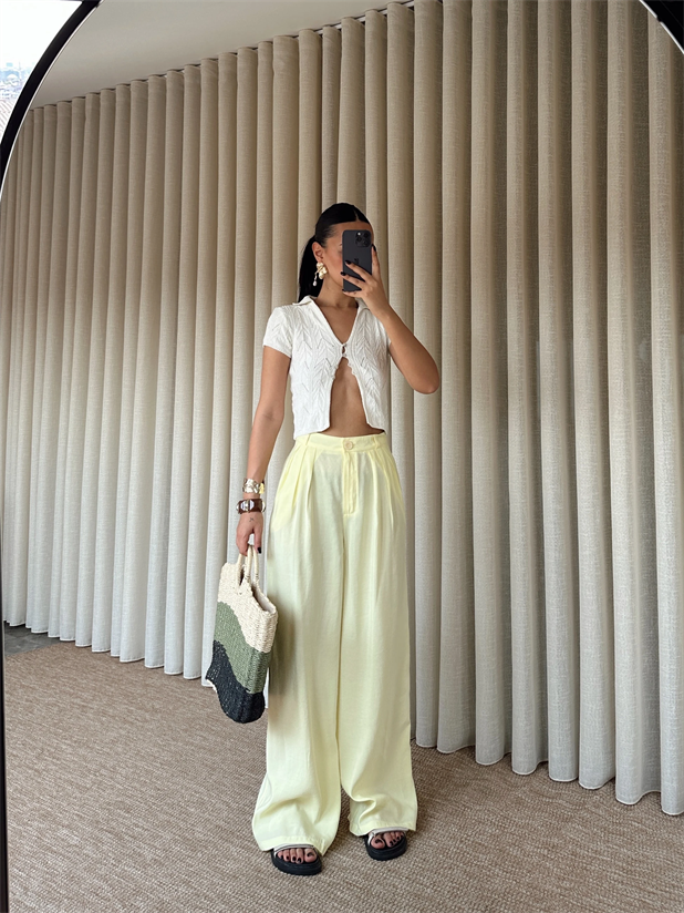 Modal Üç Pile Palazzo  - Sarı