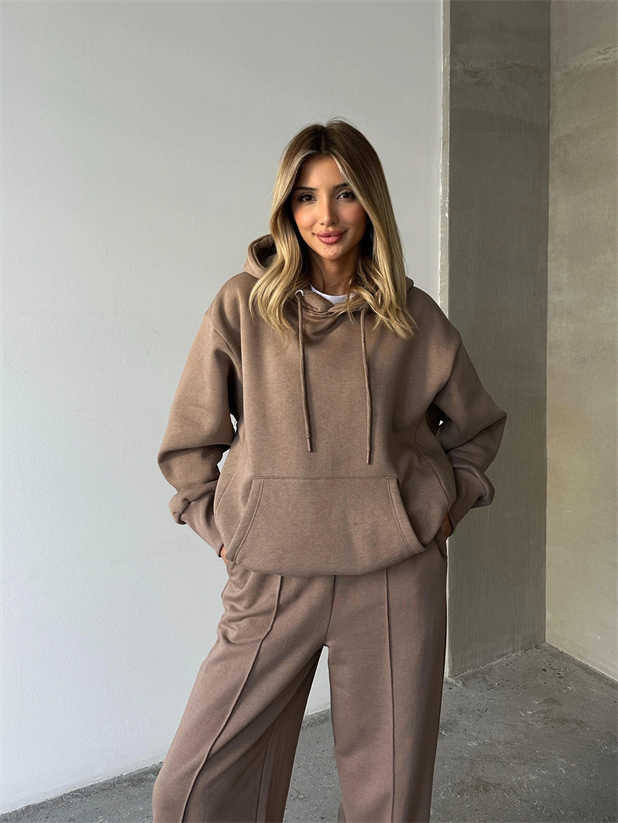 Kanguru İpli Sweat Vizon - Vizon