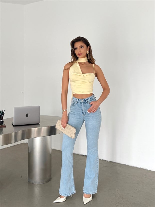 Fularlı Sandy Bluz - Sarı