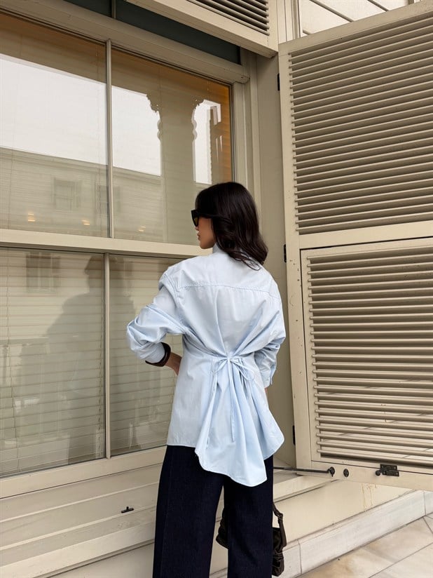 Hakim Yaka Bağlamalı Gömlek - Bebe Mavi