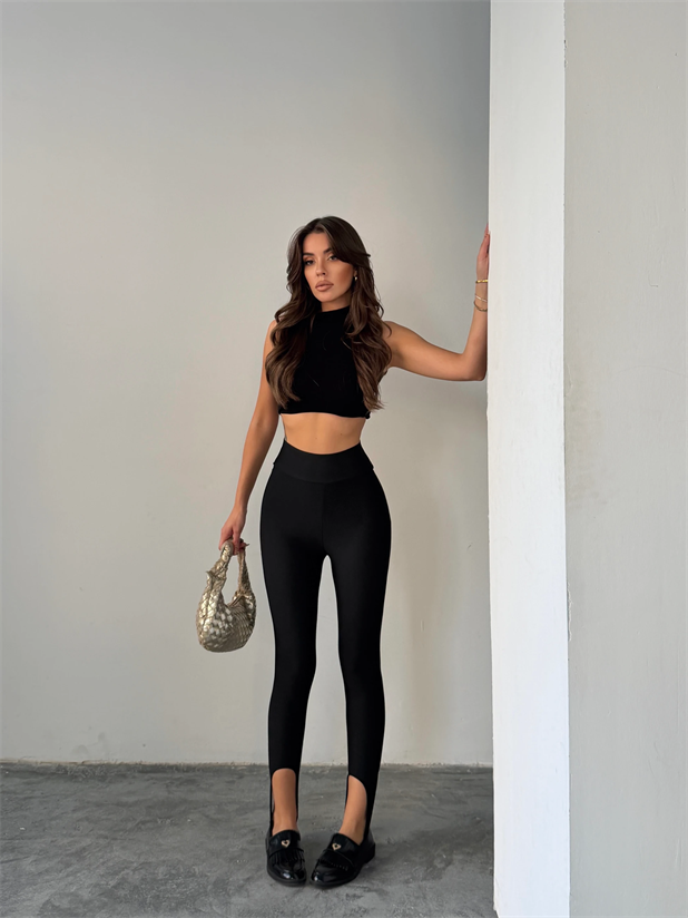 Ayaktan Geçmeli Tayt  - Siyah