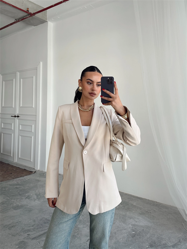 Kol Yırtmaç Blazer Ceket Taş - Taş