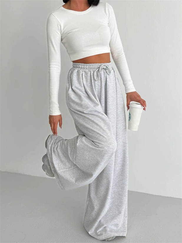 Baggy Salaş Eşofman - Gri Melanj