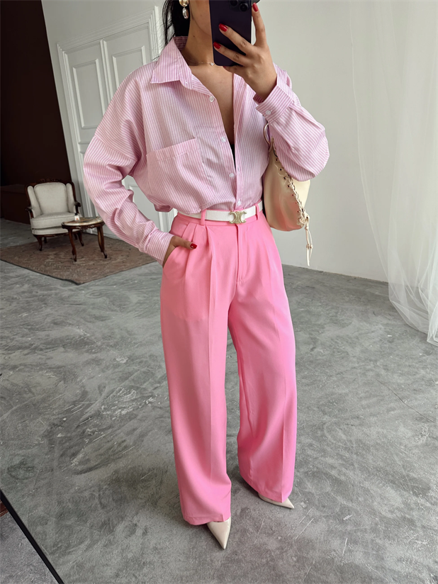 My Palazzo Kumaş Pantolon - Pudra Pembe