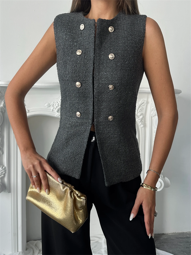 Chanel Fabric Yelek Füme - Füme