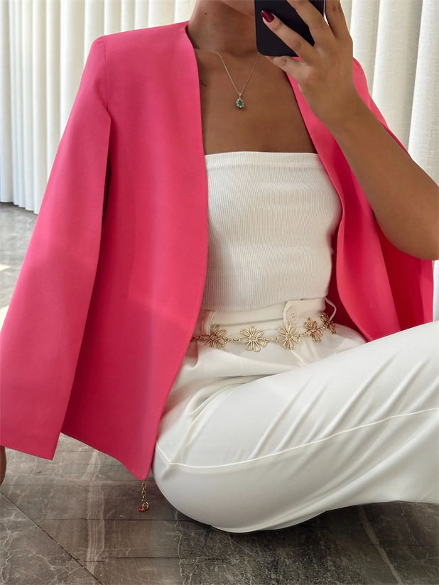 Pelerin Ceket Pembe - Pembe