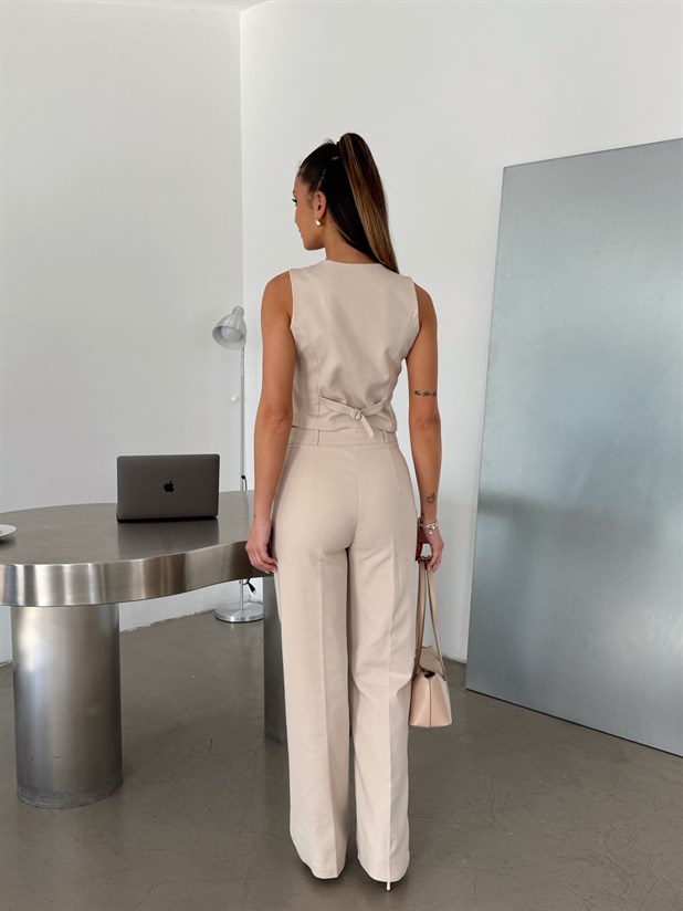 Yelek Pantolon Takım - Krem