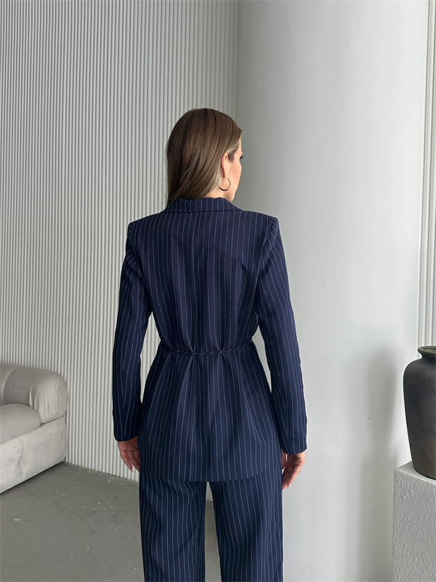Lasy Line Bel Bağlamalı Blazer Ceket Lacivert - Lacivert
