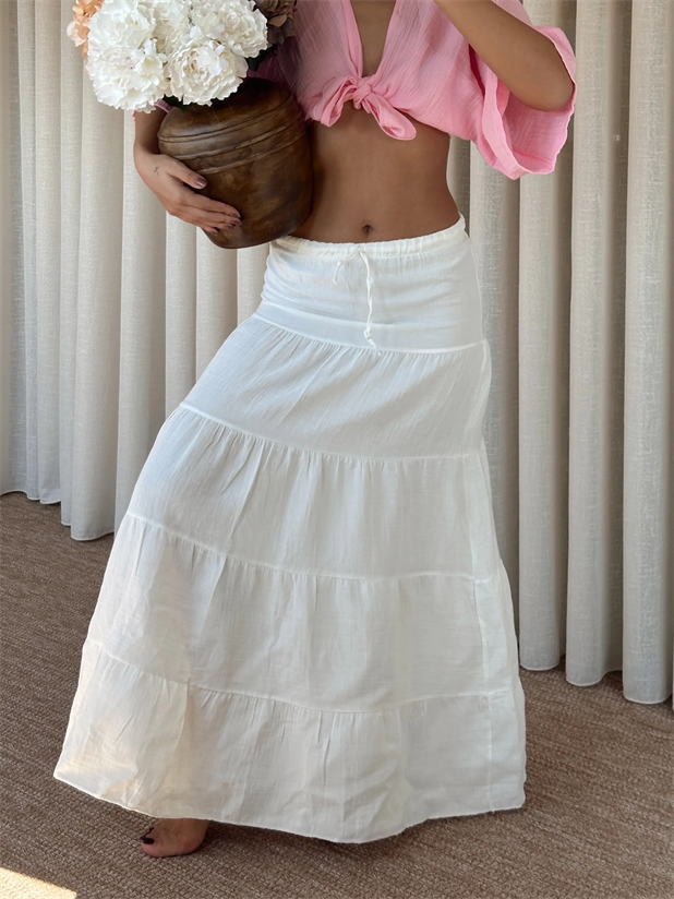 Müslin Maxi Etek  - Beyaz
