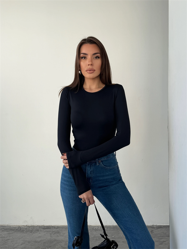 Bisiklet Yaka Micro Bluz - Siyah