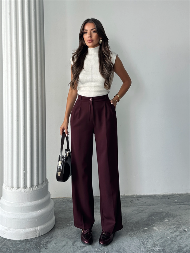 My Palazzo Kumaş Pantolon - Mürdüm