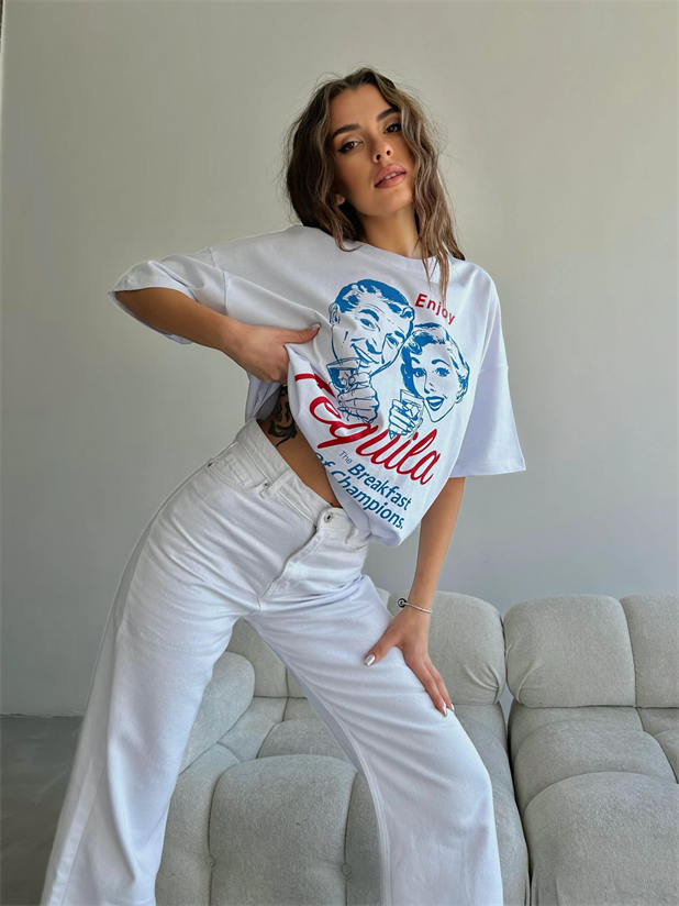 Tequila Baskılı Tshirt Beyaz - Beyaz
