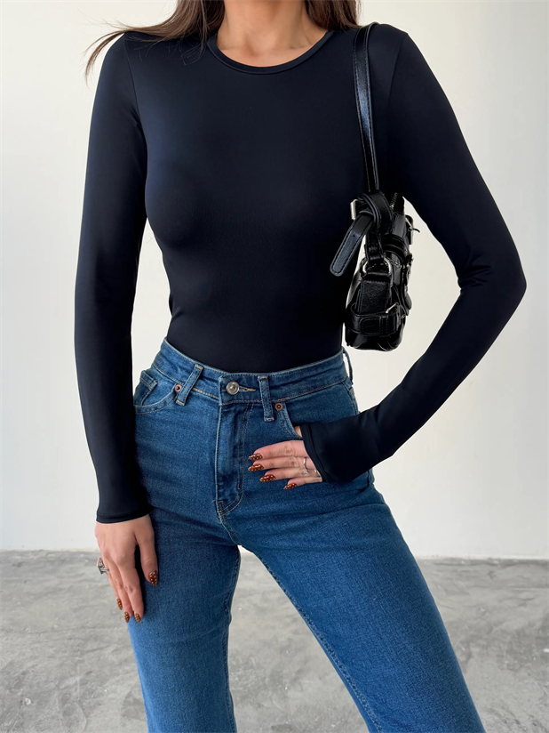 Bisiklet Yaka Micro Bluz - Siyah