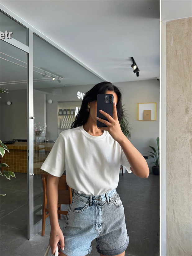 Düz Oversize Basic - Ekru