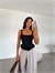 Korse Dantel Crop Top - Siyah