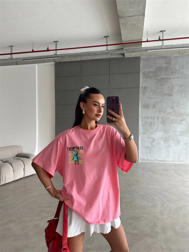 Graviment Baskılı Basic - Pembe