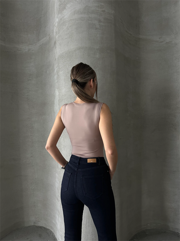 Janell Kemer Detay Bodysuit Bej - Bej