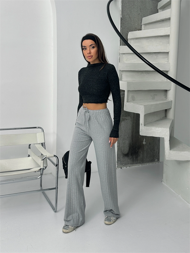 Yumoş Fitilli Eşofman - Gri