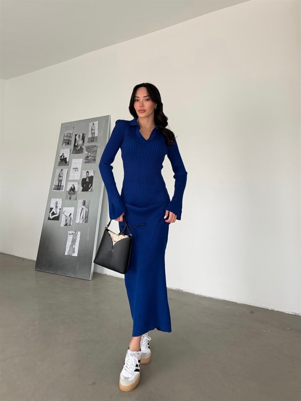 Maxi Triko Elbise  - Lacivert