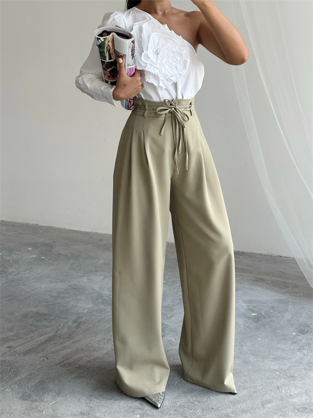 Beli İp Ve Lastikli Palazzo - Haki