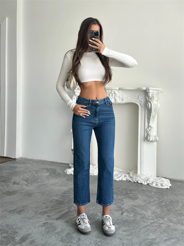 Straight Mom Jean - Lacivert