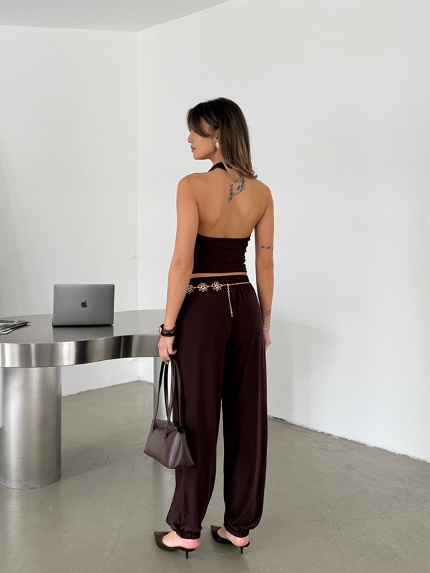 Şalvar Pantolonlu Takım - Kahve 