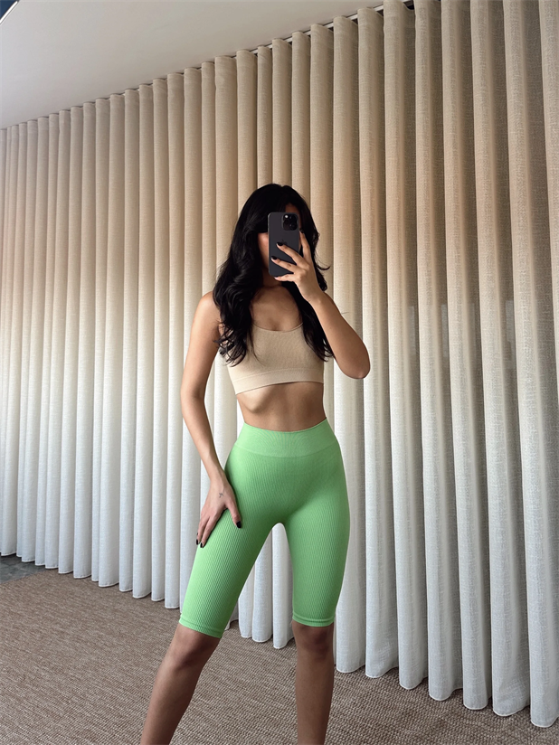 Fitilli Biker Tayt Pastel yeşil - Pastel Yeşil