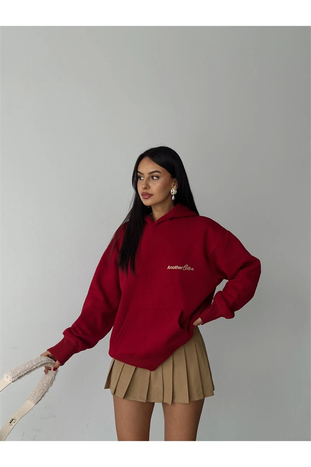 Another Kapüşonlu Sweatshirt Bordo - Bordo