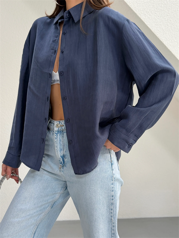 Tensel Gömlek - Lacivert