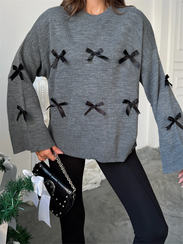 Fiyonk Detay Kazak - Gri