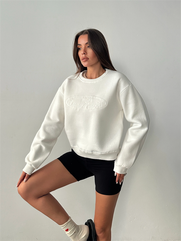 Hopeful Nakış Sweat - Ekru