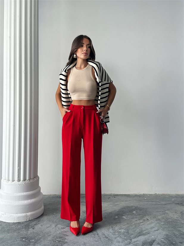 My Palazzo Kumaş Pantolon - Kırmızı