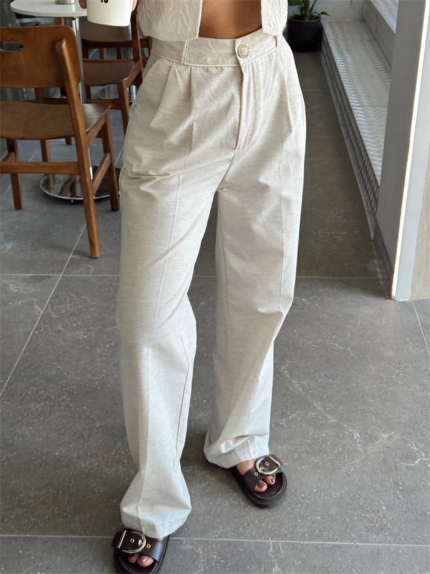 Keten Palazzo - Krem