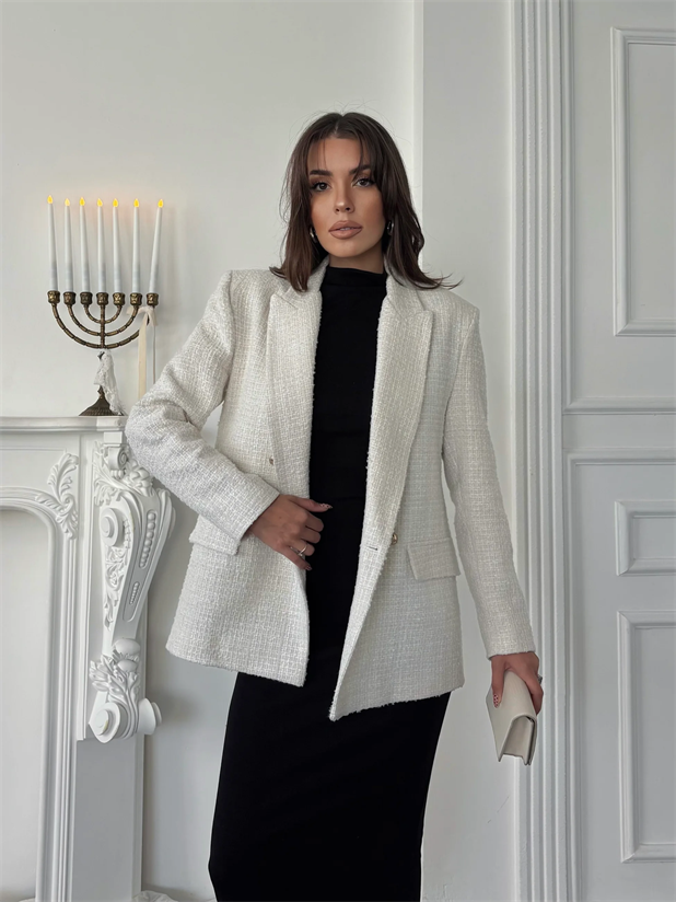 Tüvit Blazer Ceket - Ekru