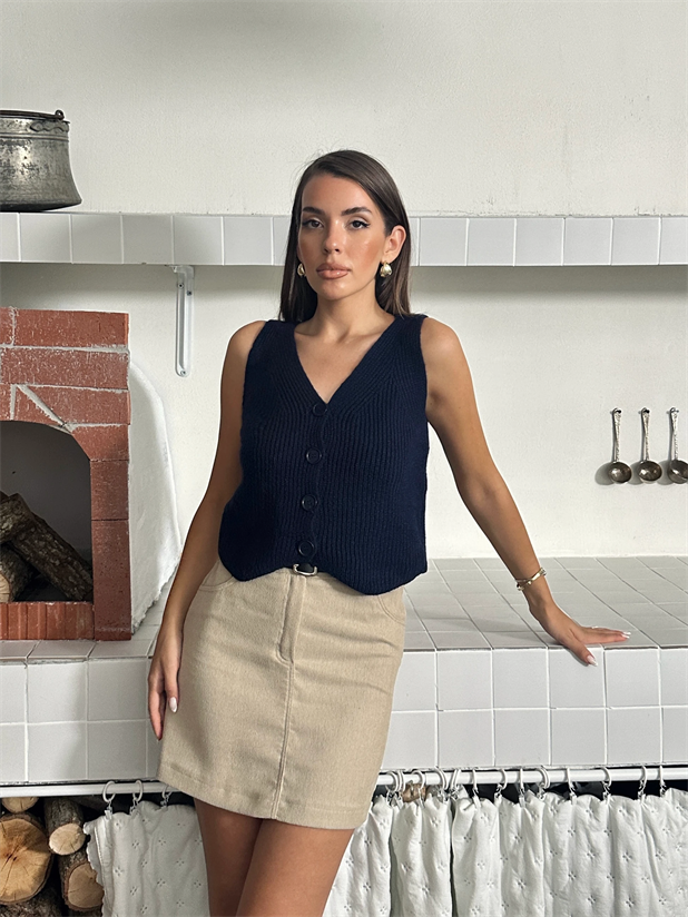 Selanik Triko Yelek Lacivert - Lacivert