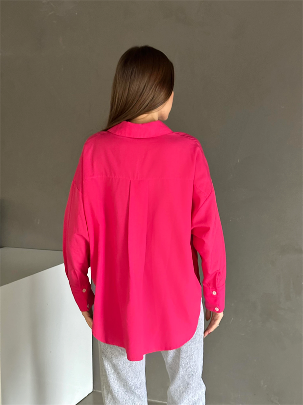 Basic Oversize Gömlek Fuşya - Fuşya