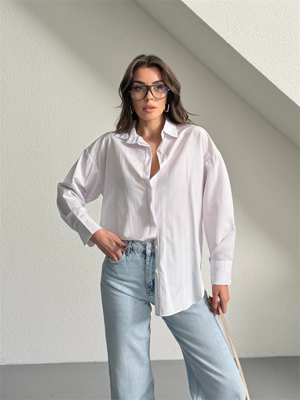 Gizli Patlı Gömlek - Beyaz